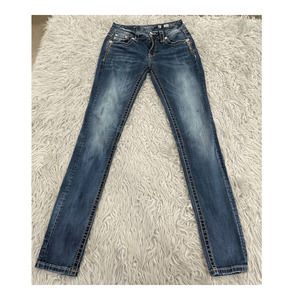Miss Me Mid Rise Easy Skinny Jeans Sz 27 Aztec Wing Embellished Bling